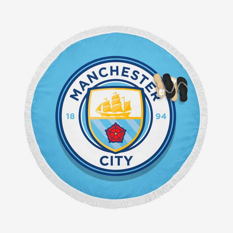 FA Cup Winning Club Manchester City FC Round Beach Towel