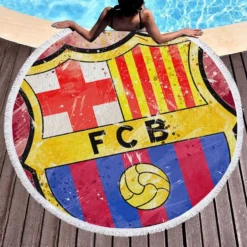 FC Barcelona Champions League Football Club Round Beach Towel 1