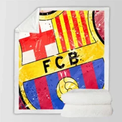 FC Barcelona Champions League Football Club Sherpa Fleece Blanket