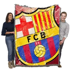 FC Barcelona Champions League Football Club Woven Blanket