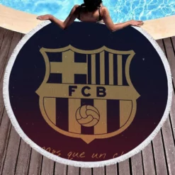 FC Barcelona Competitive Soccer Team Round Beach Towel 1