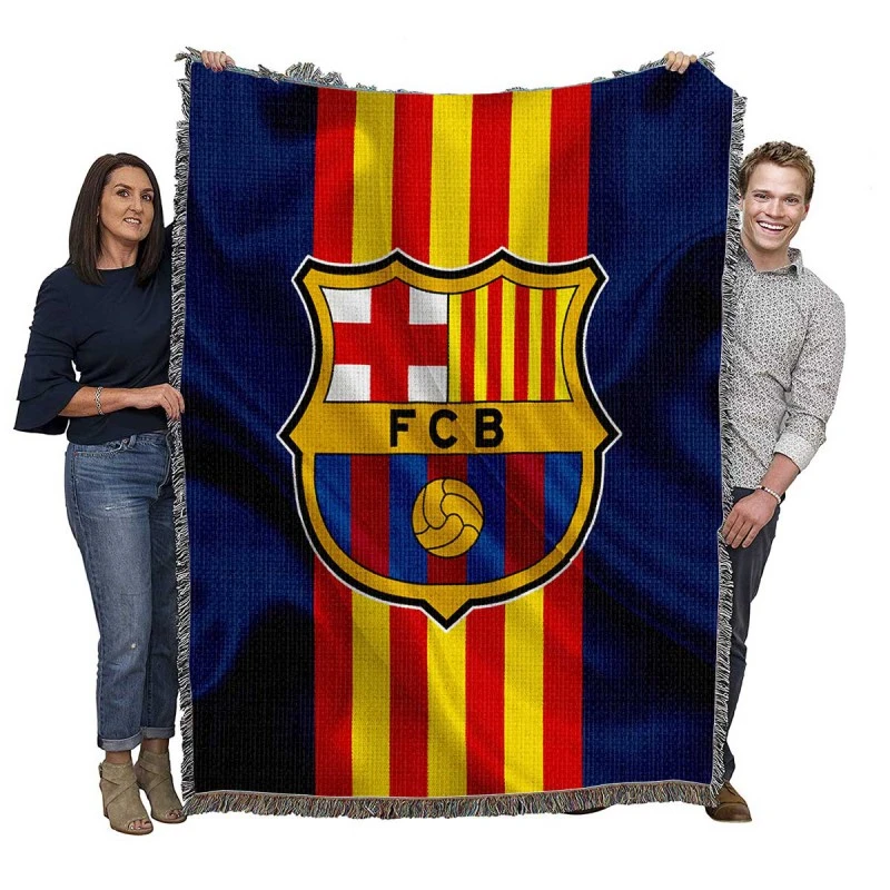 FC Barcelona Copa del Rey League Football Club Woven Blanket