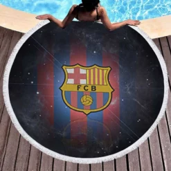 FC Barcelona Energetic Football Club Round Beach Towel 1