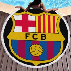 FC Barcelona Famous Football Club Round Beach Towel 1