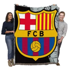 FC Barcelona Football Club Woven Blanket