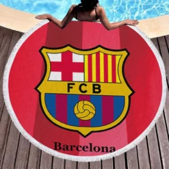 FC Barcelona Football Team Logo Round Beach Towel 1