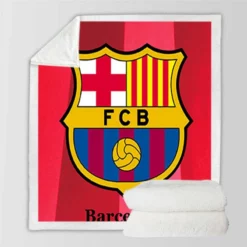 FC Barcelona Football Team Logo Sherpa Fleece Blanket