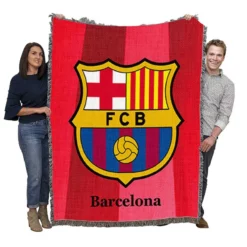 FC Barcelona Football Team Logo Woven Blanket