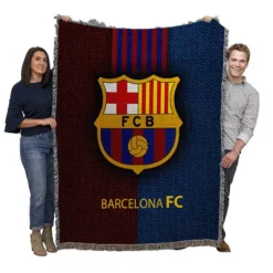 FC Barcelona Professional Spanish Football Club Woven Blanket