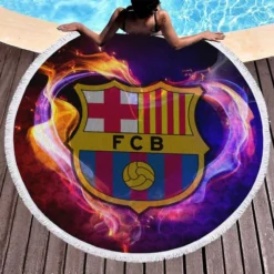 FC Barcelona Soccer Club Round Beach Towel 1