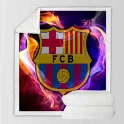 FC Barcelona Soccer Club Sherpa Fleece Blanket
