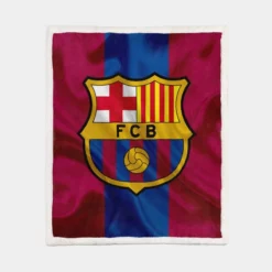 FC Barcelona Striped Design Football Logo Sherpa Fleece Blanket 1