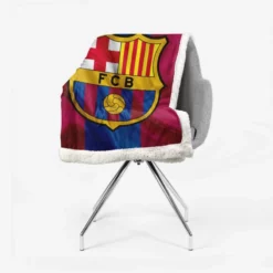 FC Barcelona Striped Design Football Logo Sherpa Fleece Blanket 2