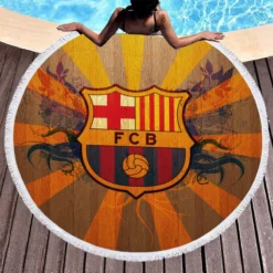 FC Barcelona Super Copa de Espana winning Team Round Beach Towel 1