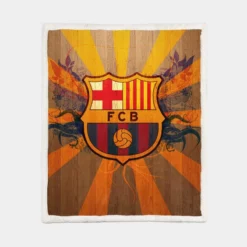 FC Barcelona Super Copa de Espana winning Team Sherpa Fleece Blanket 1