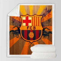 FC Barcelona Super Copa de Espana winning Team Sherpa Fleece Blanket