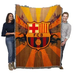 FC Barcelona Super Copa de Espana winning Team Woven Blanket
