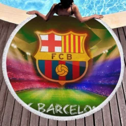 FC Barcelona Top Ranked Football Club Round Beach Towel 1