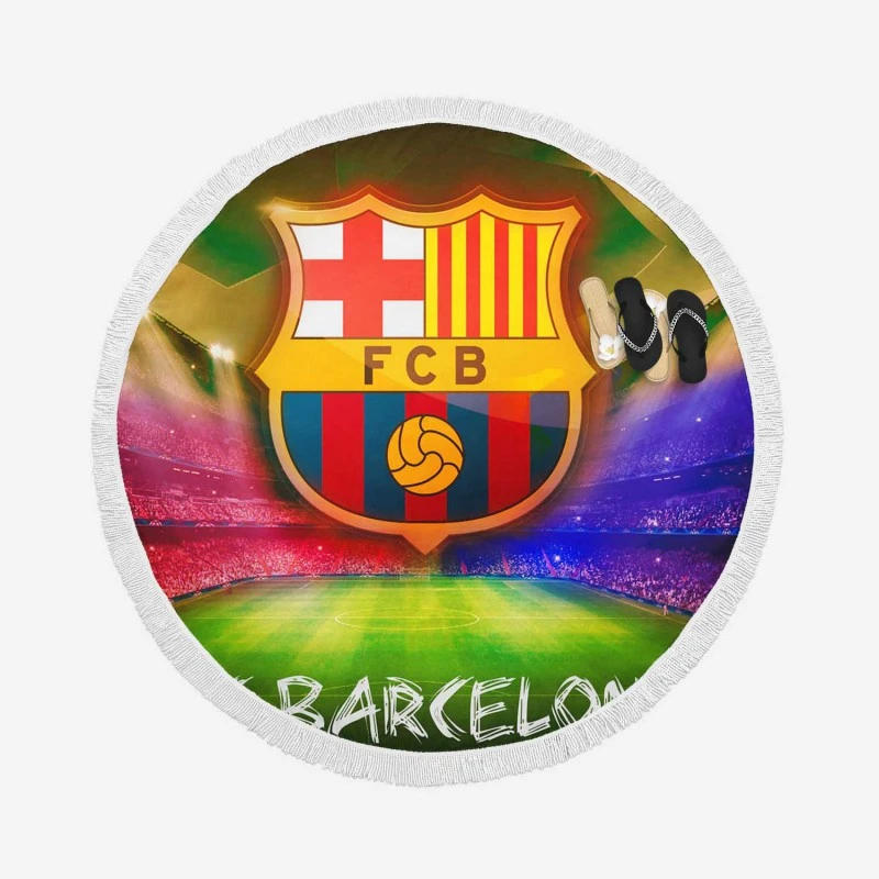 FC Barcelona Top Ranked Football Club Round Beach Towel