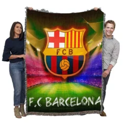 FC Barcelona Top Ranked Football Club Woven Blanket