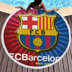 FC Barcelona largest social media following Team Round Beach Towel 1