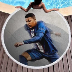 FIFA 23 Kylian Mbappe PSG Football Round Beach Towel 1