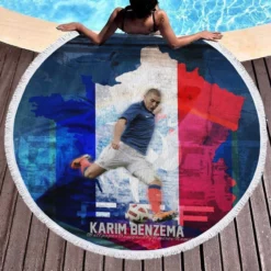 FIFA Football Player Karim Benzema Round Beach Towel 1