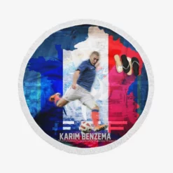 FIFA Football Player Karim Benzema Round Beach Towel