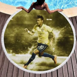 FIFA World Cup Footballer Neymar Round Beach Towel 1