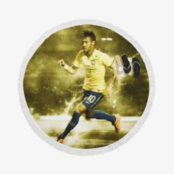 FIFA World Cup Footballer Neymar Round Beach Towel