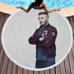 FIFA World Cup Player David Beckham Round Beach Towel 1