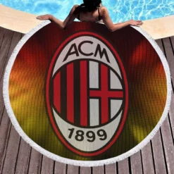 Famous Football Club in Italy AC Milan Round Beach Towel 1