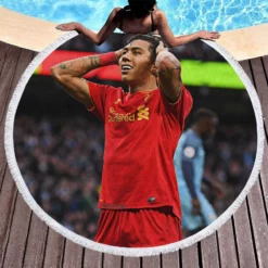 Fast FA Cup Soccer Player Roberto Firmino Round Beach Towel 1