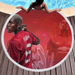 Fast United Football Player Paul Pogba Round Beach Towel 1