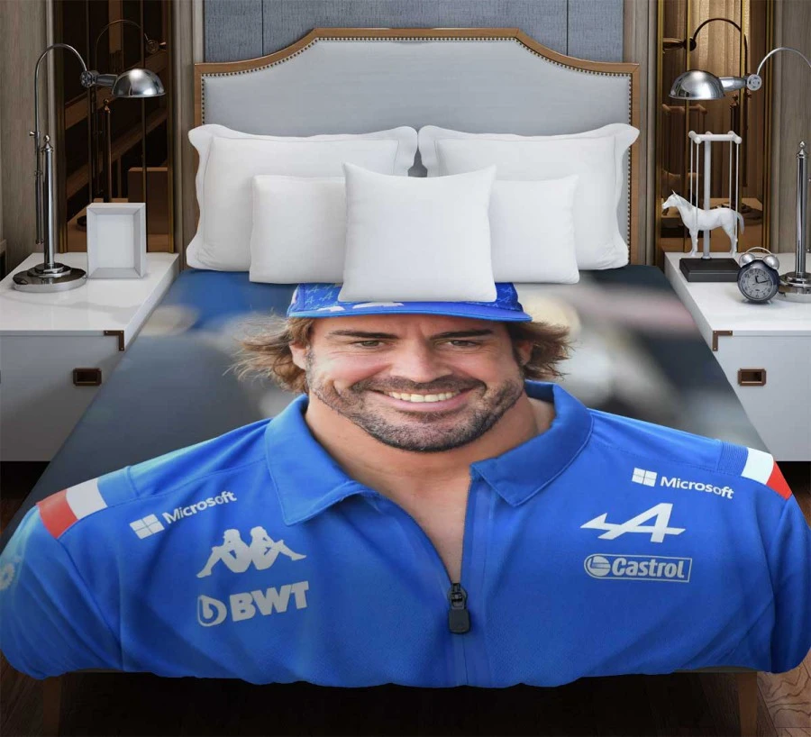 Fernando Alonso Classic Spanish Formula 1 Player Duvet Cover