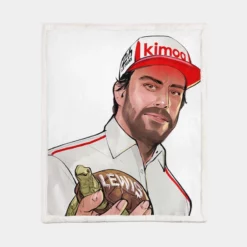 Fernando Alonso Energetic Spanish Formula 1 Player Sherpa Fleece Blanket 1