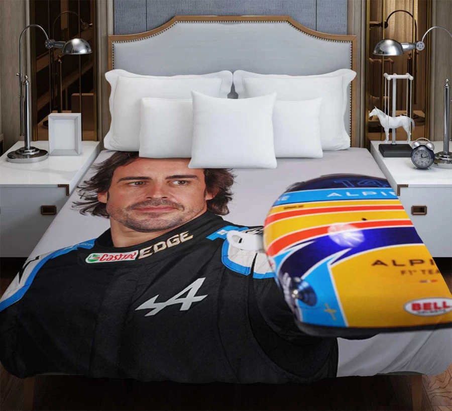 Fernando Alonso Exciting Spanish Formula 1 Player Duvet Cover