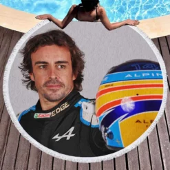 Fernando Alonso Exciting Spanish Formula 1 Player Round Beach Towel 1