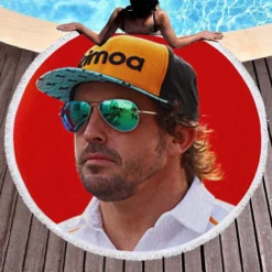 Fernando Alonso Popular Spanish Formula 1 Player Round Beach Towel 1