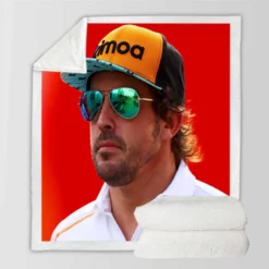 Fernando Alonso Popular Spanish Formula 1 Player Sherpa Fleece Blanket