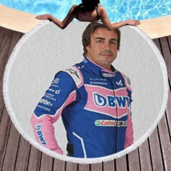 Fernando Alonso Professional Spanish Formula 1 Player Round Beach Towel 1