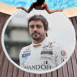 Fernando Alonso Strong Spanish Formula 1 Player Round Beach Towel 1