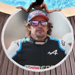 Fernando Alonso Top Ranked Spanish Formula 1 Player Round Beach Towel 1