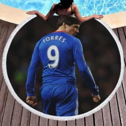 Fernando Torres Active Chelsea Player Round Beach Towel 1