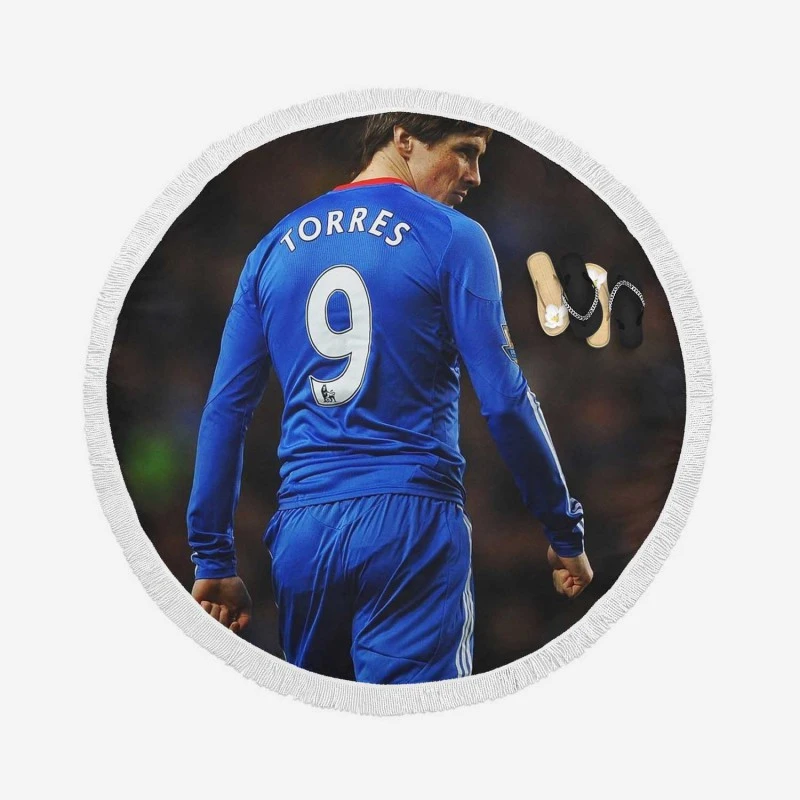 Fernando Torres Active Chelsea Player Round Beach Towel