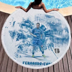 Fernando Torres Chelsea Officiel Player Round Beach Towel 1