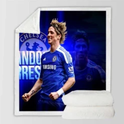 Fernando Torres Energetic Soccer Player Sherpa Fleece Blanket