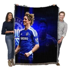 Fernando Torres Energetic Soccer Player Woven Blanket