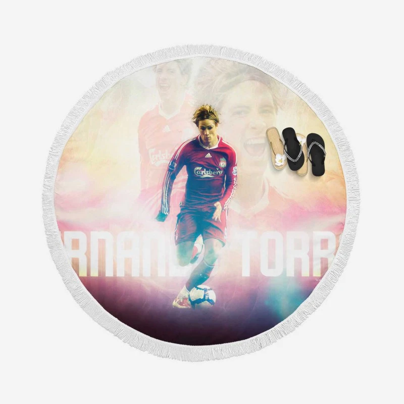 Fernando Torres English League Soccer Player Round Beach Towel