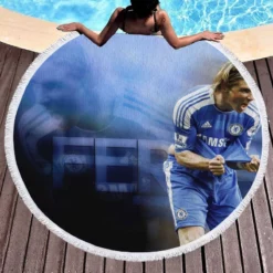 Fernando Torres Exciting Football Player Round Beach Towel 1